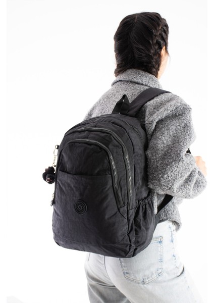 Krinkıl Suya Dayanıklı Büyük Boy Siyah Klinkır Sırt Çantası Seyahat Okul Çanta 14 Lise modelleri