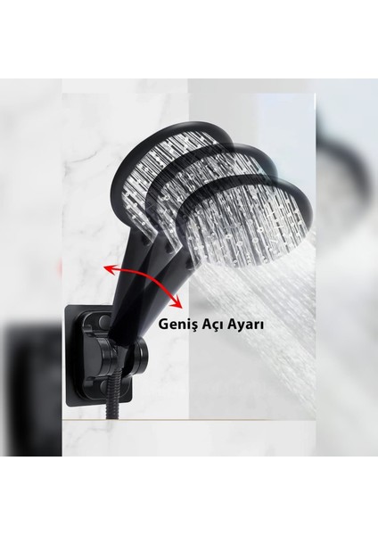 Siyah Kendinden Yapışkanlı 15 kg Taşıyabilen Nano Duş Başlığı Askısı Mafsal Kolay Temiz Kurulum fırsatları