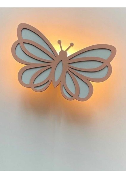Çocuk Odası Dekoratif Ahşap Büyük Kelebek Gece Lambası Duvar Dekorasyonu
