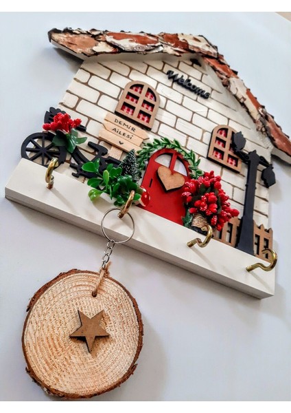 Duvar Anahtarlık Hediye Çeyizlik Kurdeleli Ahşap 27 x 27 Mdf Anahtarlık Askısı indirimleri