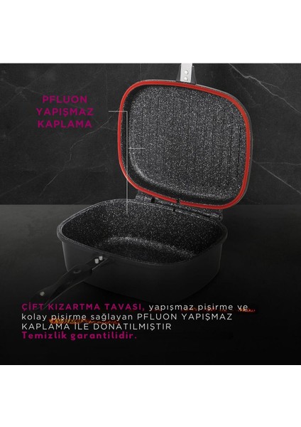 Foodies Collection Çift Kızartma Tavası, 30X24X12 Cm, Döküm Alüminyum modelleri