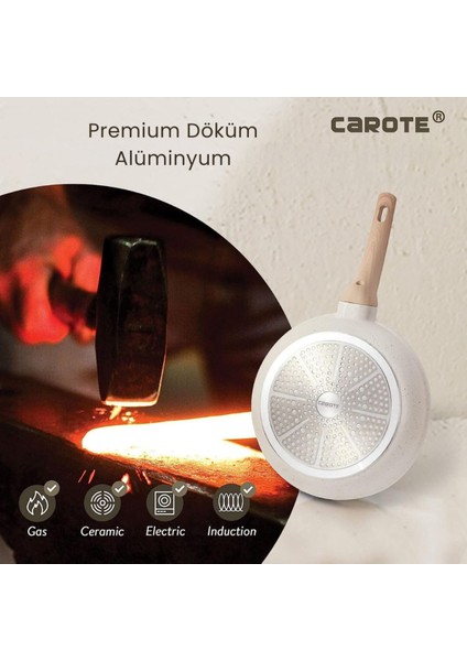 14 Parça Beyaz Granit Tencere Tava Seti ve Yapışmaz Indüksiyon Uyumlu Pişirme Seti fırsatları