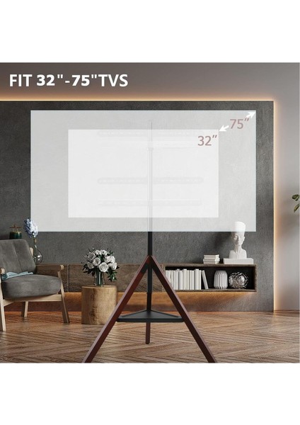 Tripod Tv Standı, 32" ile 75" Tv'ler Için Yükseklik Ayarlı, 180 Derece Dönme Özellikli, Kaymaz Zemin fiyatları