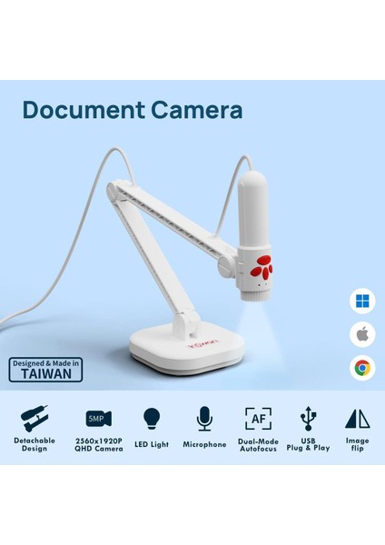 El Tipi Belge Tarayıcı, USB Belge Kamerası/görselleştirici, LED Işık, Otomatik Odaklama modelleri