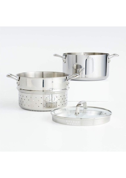 Evencook Core 6 Qt. Cam Süzgeç Kapaklı Paslanmaz Çelik Çok Amaçlı Tencere