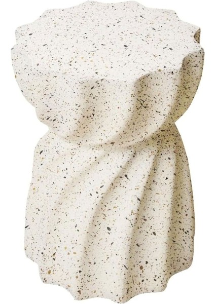 Yuvarlak Yan Sehpa, Magnezyum Oksit, Beyaz, 48.5 Cm, Şık & Dayanıklı