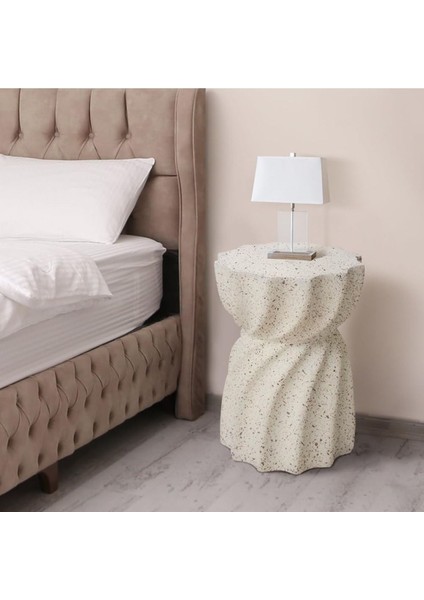 Yuvarlak Yan Sehpa, Magnezyum Oksit, Beyaz, 48.5 Cm, Şık & Dayanıklı modelleri