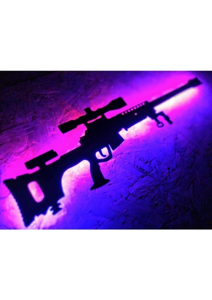 Sniper Bora 12 Isminize Özel Keskin Nişancı Silahı LED Tablo 5 Figür Hediyeli Toplam 6 Parça 70CM