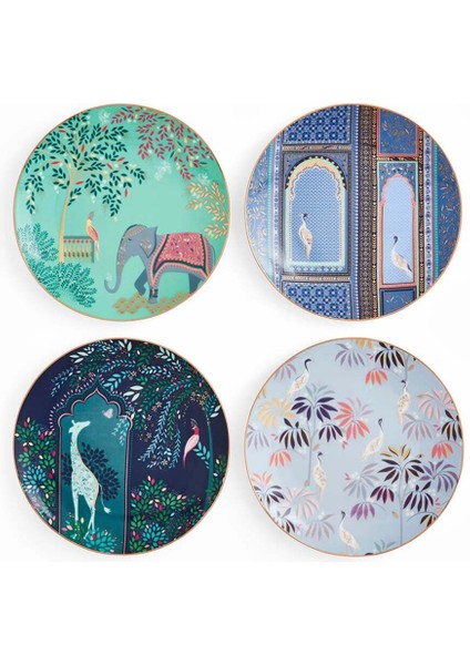 Sara Miller Hindistan Tatlı Tabakları, 4'lü Set