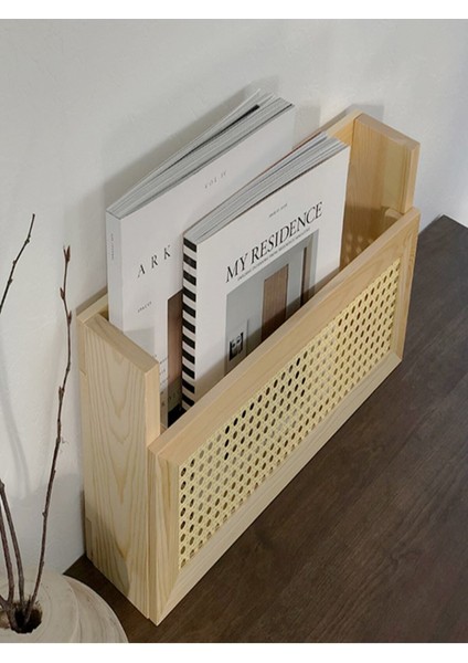 Ahşap Hazeran Rattan Duvar Rafı Çocuk Odası Montessori Kitaplık