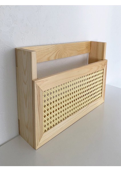 Ahşap Hazeran Rattan Duvar Rafı Çocuk Odası Montessori Kitaplık