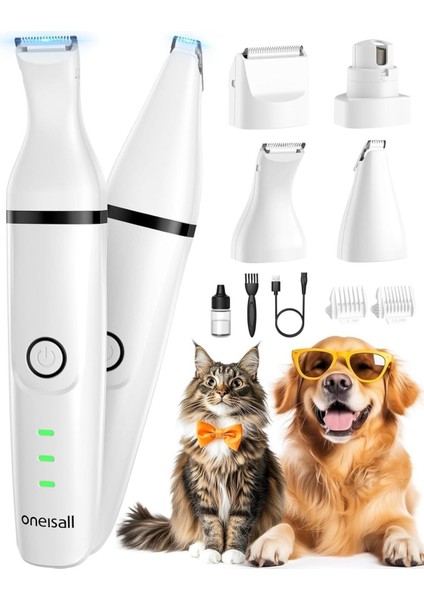 4'ü 1 Arada Sessiz Kesme Makinesi, Köpek, Kedi Bakımı, Şarj Edilebilir, Pati Düzeltici