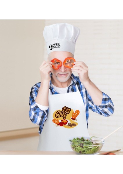 İki Kişilik Renkli Mutfak Seti: Önlük ve Aşçı Şapkası, Pamuk, Çok Renkli