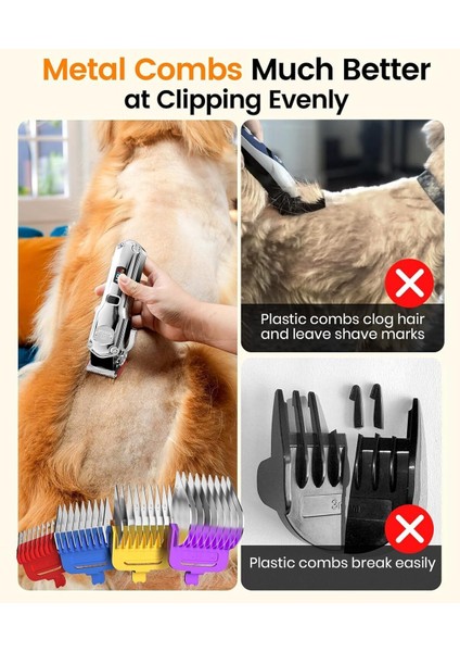 Sessiz Köpek Tıraş Makinesi Metal Kılavuz Taraklı, Kablosuz modelleri
