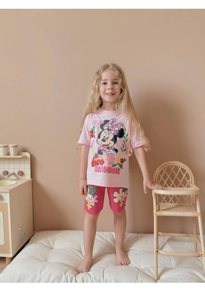 Çiçek Baskılı Şortlu Kız Çocuk Takım