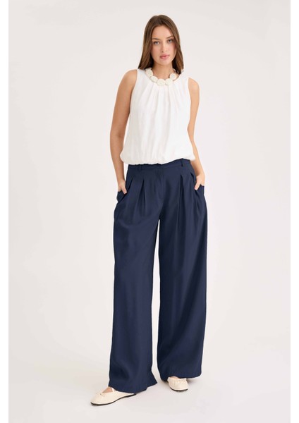 Yüksek Bel Pileli Palazzo Modal Pantolon fiyatları