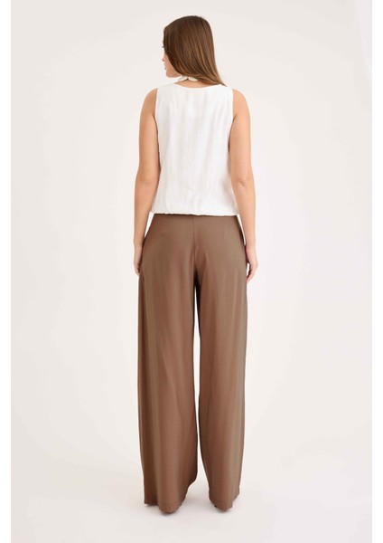 Yüksek Bel Pileli Palazzo Modal Pantolon indirimleri