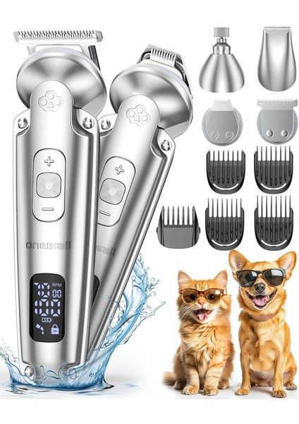 4'ü 1 Arada Sessiz Tıraş Makinesi, Köpek ve Kedi Tüyleri Için, USB Şarj
