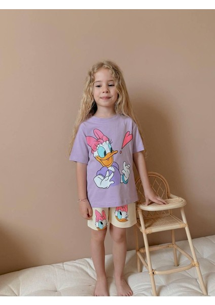 Baskılı Şortlu Kız Çocuk Takım