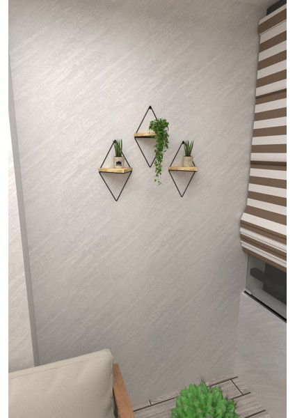 3 Lü Lüks Doğal Masif Ahşap Dekoratif Üçgen Raf Balkon Tanzim Çiçeklik Saksılık modelleri