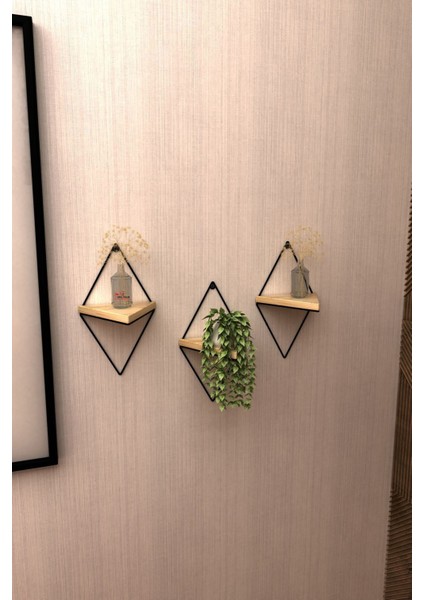 3 Lü Lüks Doğal Masif Ahşap Dekoratif Üçgen Raf Balkon Tanzim Çiçeklik Saksılık fırsatları