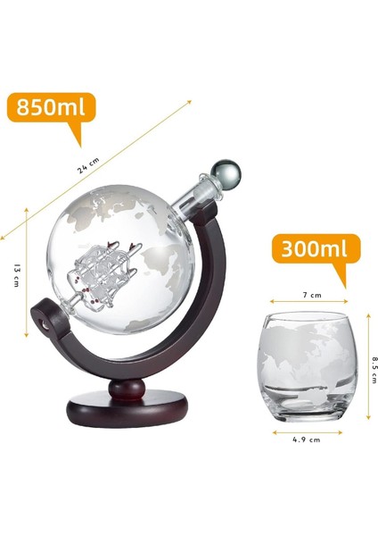 850 ml Viski Dekanter Seti 2 Oyma Bardak, Paslanmaz Çelik Huni ve 9 Viski Taşı fiyatları