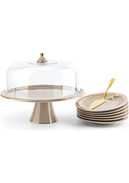 Nour Koleksiyonu 9 Parça Bej Pasta Seti