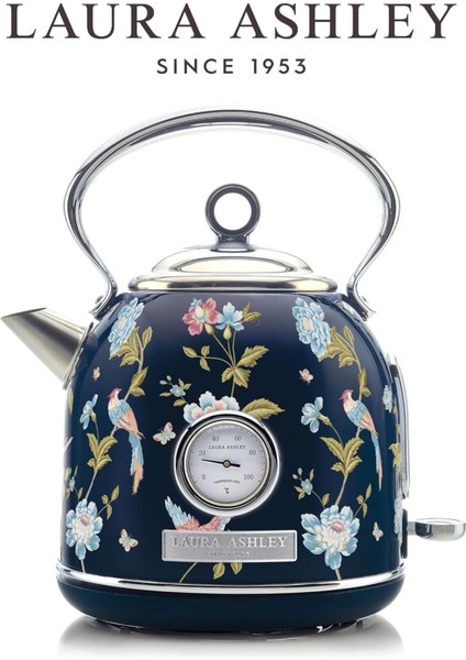 El Yapımı Motif Elveden Navy Kablosuz Su Isıtıcı 1.7l, Termometreli,