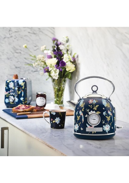 El Yapımı Motif Elveden Navy Kablosuz Su Isıtıcı 1.7l, Termometreli,