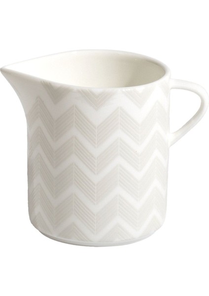 Zig-Zag Kremalık Sürahi Ikonik Desenli Bone China & Porselen