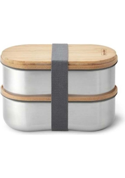 Çelik Bento Kutusu, Çift Katmanlı, 1l Kapasiteli, Bambu Kapak