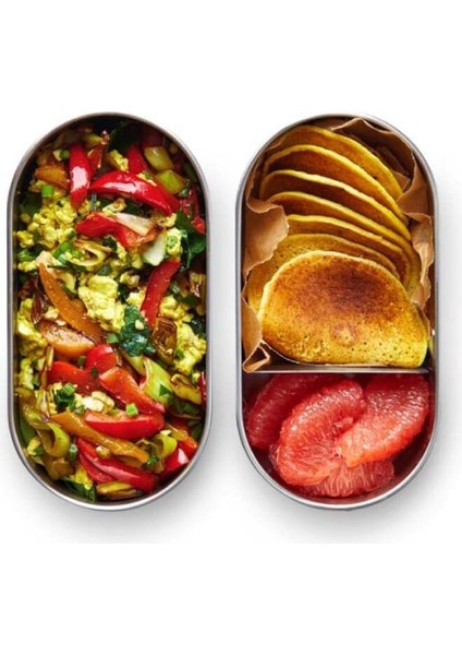Çelik Bento Kutusu, Çift Katmanlı, 1l Kapasiteli, Bambu Kapak
