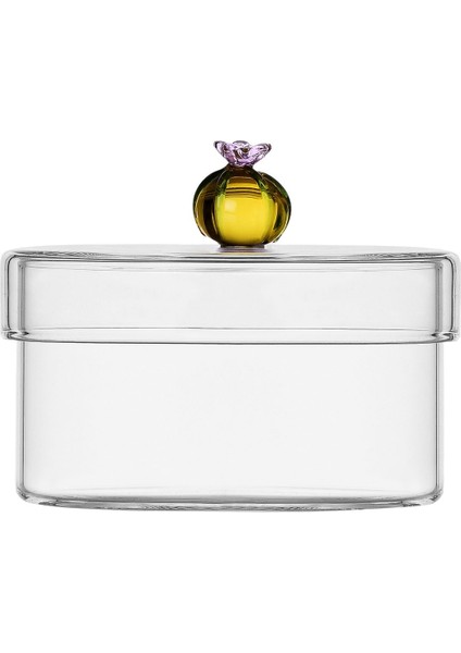 Small Cactus Box Amber Kaktüs Figürlü El Yapımı Cam Kutusu, Italya