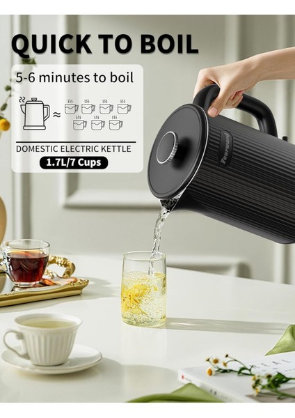 1.7l Paslanmaz Çelik Su Isıtıcısı 2200W Hızlı Kaynatma, Çift Duvarlı, Bpa Içermez