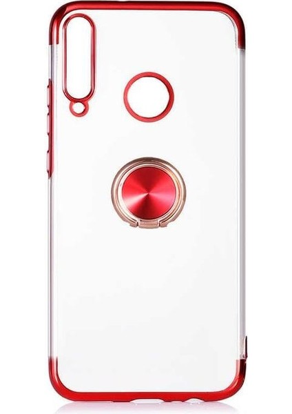 Huawei P40 Lite E Kılıf Kenarları Renkli Yüzüklü Manyetik Silikon