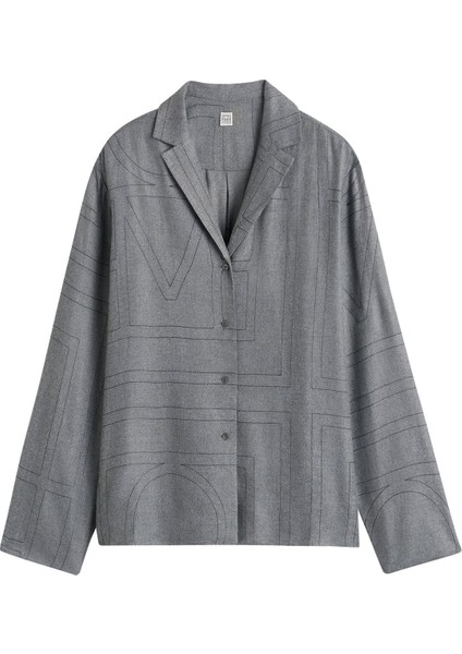 Monogram Desenli Flanel Pijama Üstü