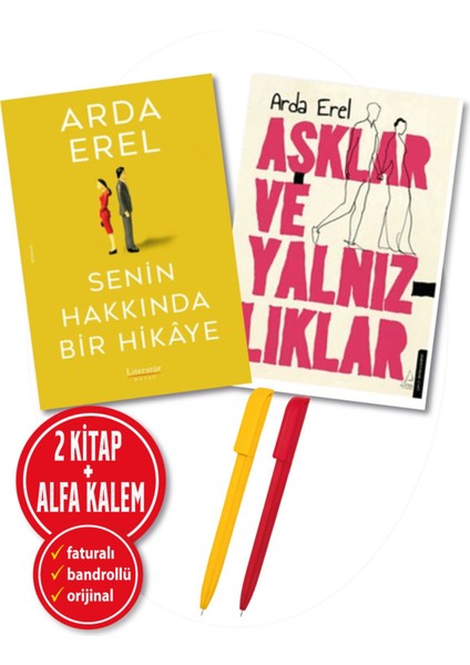 Alfa Kalem+ Arda Erel 2 Kitap (Aşklar ve Yalnızlıklar+Senin Hakkında Bir Hikaye)