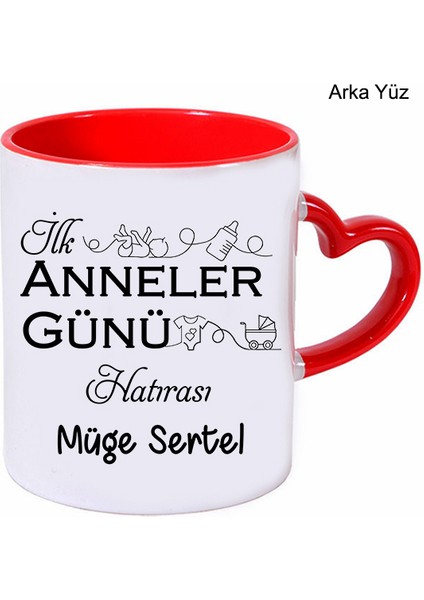 İlk Anneler Günü Hatırası Anne Adayına Anneler Günü Hediyesi Isimli Kalpli Kupa Bardak