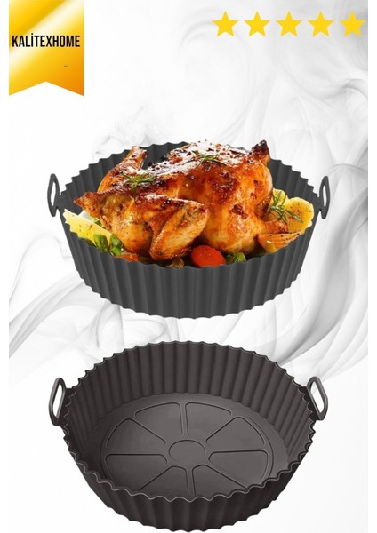 3 Parça Pratik Silikon Airfryer Siyah Pişirme Kabı, Yonca Muffin, Iki Bölmeli Fırın, Mikrodalga fiyatları
