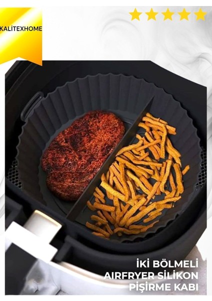 3 Parça Pratik Silikon Airfryer Siyah Pişirme Kabı, Yonca Muffin, Iki Bölmeli Fırın, Mikrodalga modelleri