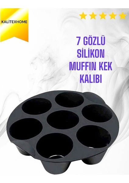 3 Parça Pratik Silikon Airfryer Siyah Pişirme Kabı, Yonca Muffin, Iki Bölmeli Fırın, Mikrodalga fırsatları