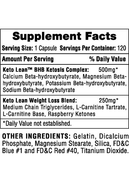 Keto Lean Weight Loss Burner Carnitine 120 Kapsül