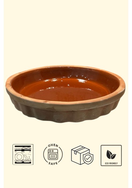 Sırlı Toprak Güveç-Pişirme Tavası-Borcam-Fırın Tepsisi 30 cm 2-3 Kişilik fırsatları