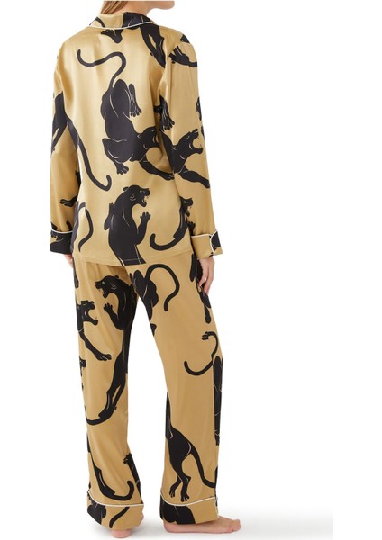 Lüks Kadın Pijama Takımı - Panther Desenli