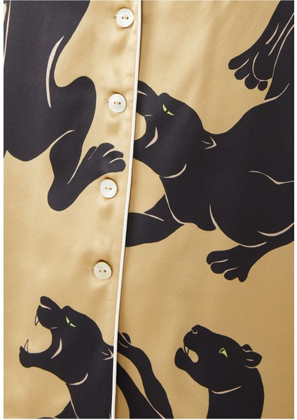 Lüks Kadın Pijama Takımı - Panther Desenli