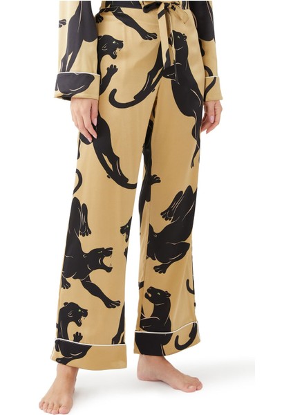 Lüks Kadın Pijama Takımı - Panther Desenli