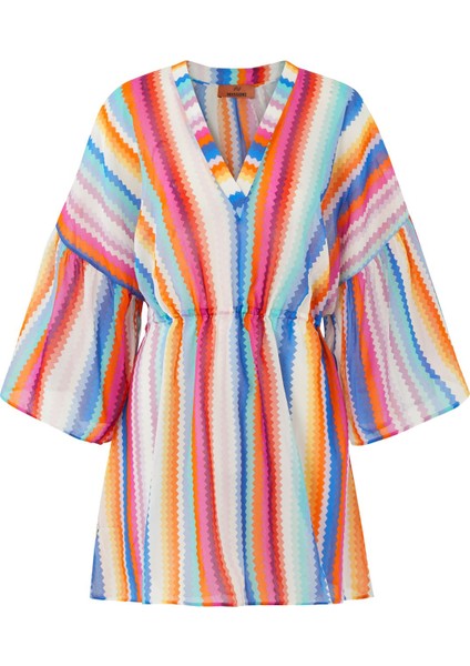 Yazlık Kaftan - Kırmızı Çok Renkli