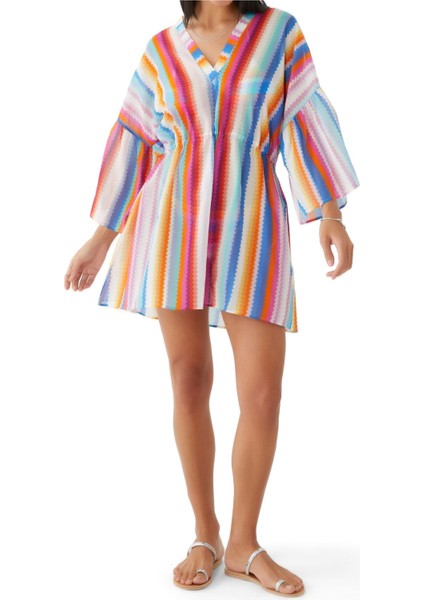 Yazlık Kaftan - Kırmızı Çok Renkli
