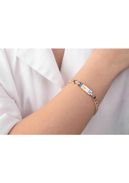 14 Ayar Tektaş Plaka Dorikalı Bileklik