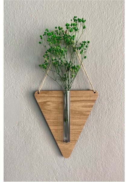 Ahşap Dekoratif Üçgen 3'lü Duvar Çiçekliği (Çiçek Hediyeli) fiyatları